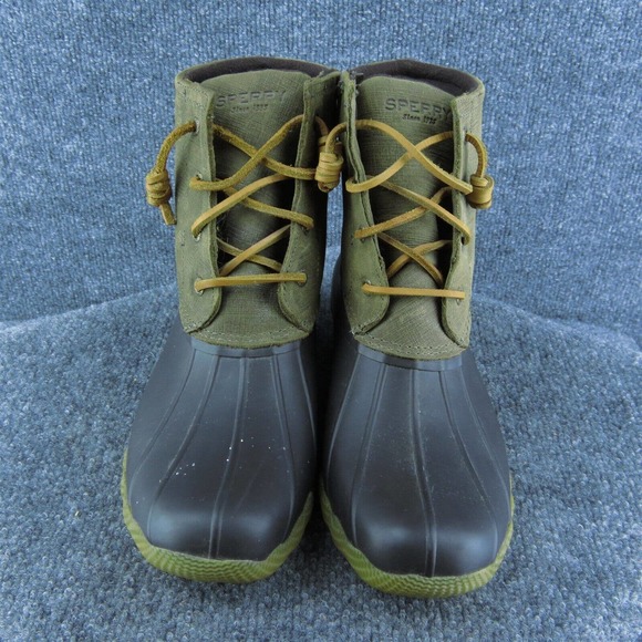 Sperry Brown Duck Boots Women 9 Medium Waterproof Lace Up Rubber Casual - Picture 3 of 10